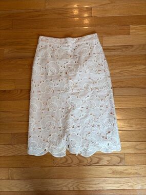 JCrew White Floral Lace Pencil Skirt